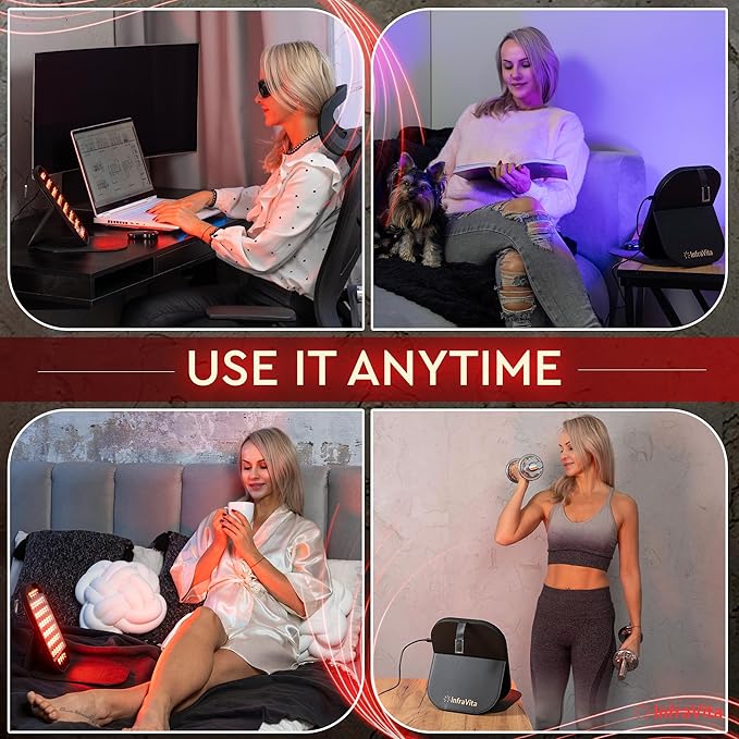 Near Infrared & Red Light Therapy Panel – 220 LEDs | 5 Light Wavelengths | 7 Wellness Modes | Foldable Design, Wireless Remote | red Light Therapy for face, Skin & Body Comfort Bloomnest