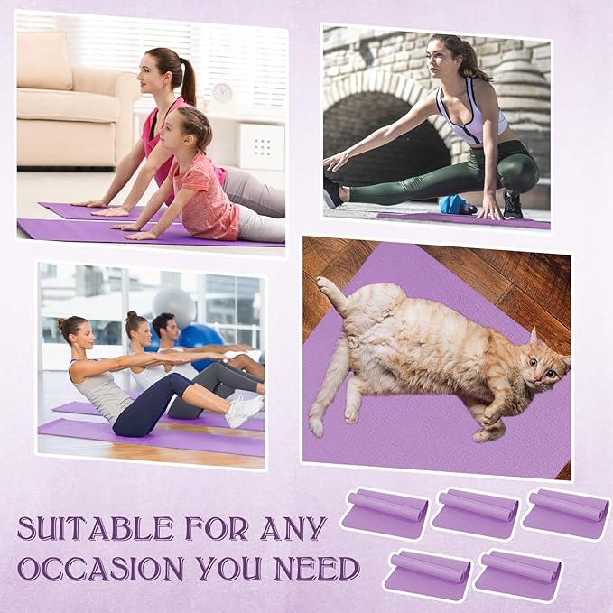 10 Pack Yoga Mats Bulk, 68'' x 24'' x 4mm Thick Yoga Mats for Kids and Adult Gym Mats Bundle Latex Free Exercise Mats with Non Slip Texture for Outdoor Yoga, Pilates or Workout - Bloomnest