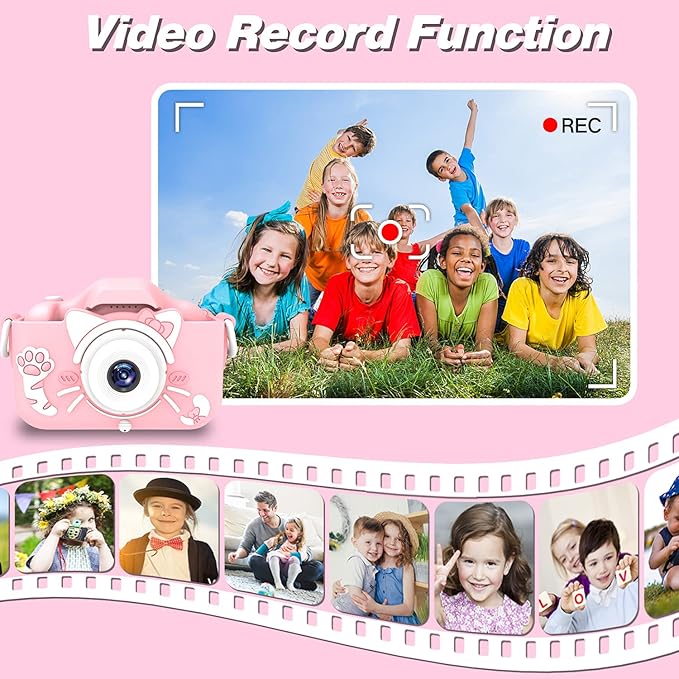 Goopow Kids Camera Toys for 3-8 Year Old Girls Boys,Children Digital Video Camcorder Camera with Cartoon Soft Cover, Best Chritmas Birthday Festival Gift for Kids - 32G SD Card Included - Bloomnest
