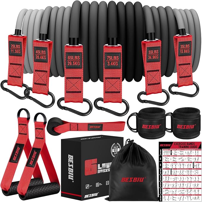 Heavy Resistance Bands for Working Out, 300lbs/360lb/420lb Exercise Bands Workout Bands with Handles, Door Anchor, Ankle Straps, Home Gym Workout Equipment for Men Fitness Strength Training Stretching - Bloomnest