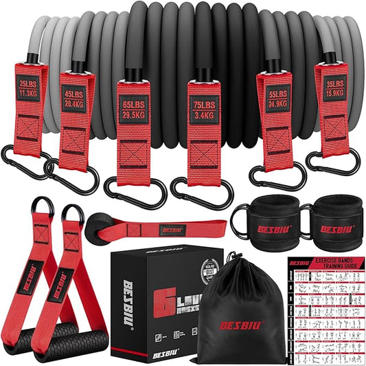 Heavy Resistance Bands for Working Out, 300lbs/360lb/420lb Exercise Bands Workout Bands with Handles, Door Anchor, Ankle Straps, Home Gym Workout Equipment for Men Fitness Strength Training Stretching - Bloomnest