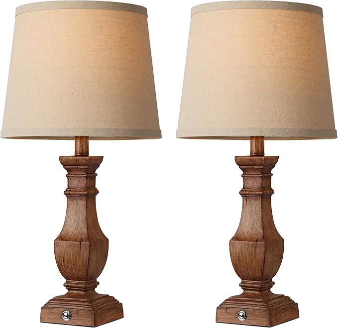 ROTTOGOON Dimmable Table Lamps Set of 2, Rustic Farmhouse Table Lamps for Living Room Bedroom, Bedside Desk Lamps for end Tables, Touch Lamps for nightstand, 9W Bulbs Included, 22", Brown - Bloomnest