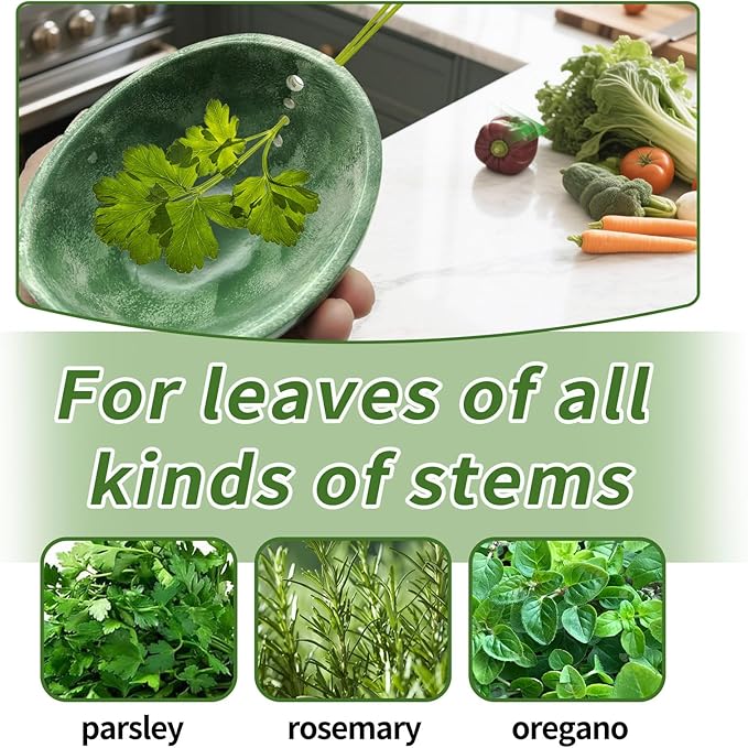 Herb Stripper, Herb Chopper, Herb Stripper Bowl, Kitchen Herb Stripping Tool for Kale, Small Pottery Herb Stripper Ceramic Bowl, Suitable for Peeling off the Leafy Assembly (Green Glaze) - Bloomnest