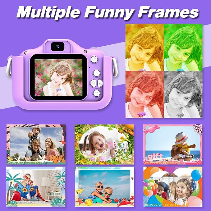 Goopow Kids Camera Toys for 3-8 Year Old Girls Boys,Children Digital Video Camcorder Camera with Cartoon Soft Cover, Best Chritmas Birthday Festival Gift for Kids - 32G SD Card Included - Bloomnest