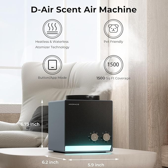 Smart Aroma Scent Waterless Essential Oil Diffuser, Cold Air Tech Scent Air Machine for 1500 Sq Ft,200ml Hotel Collection Diffuser for Home & Office (Black Titanium, Single Scent)