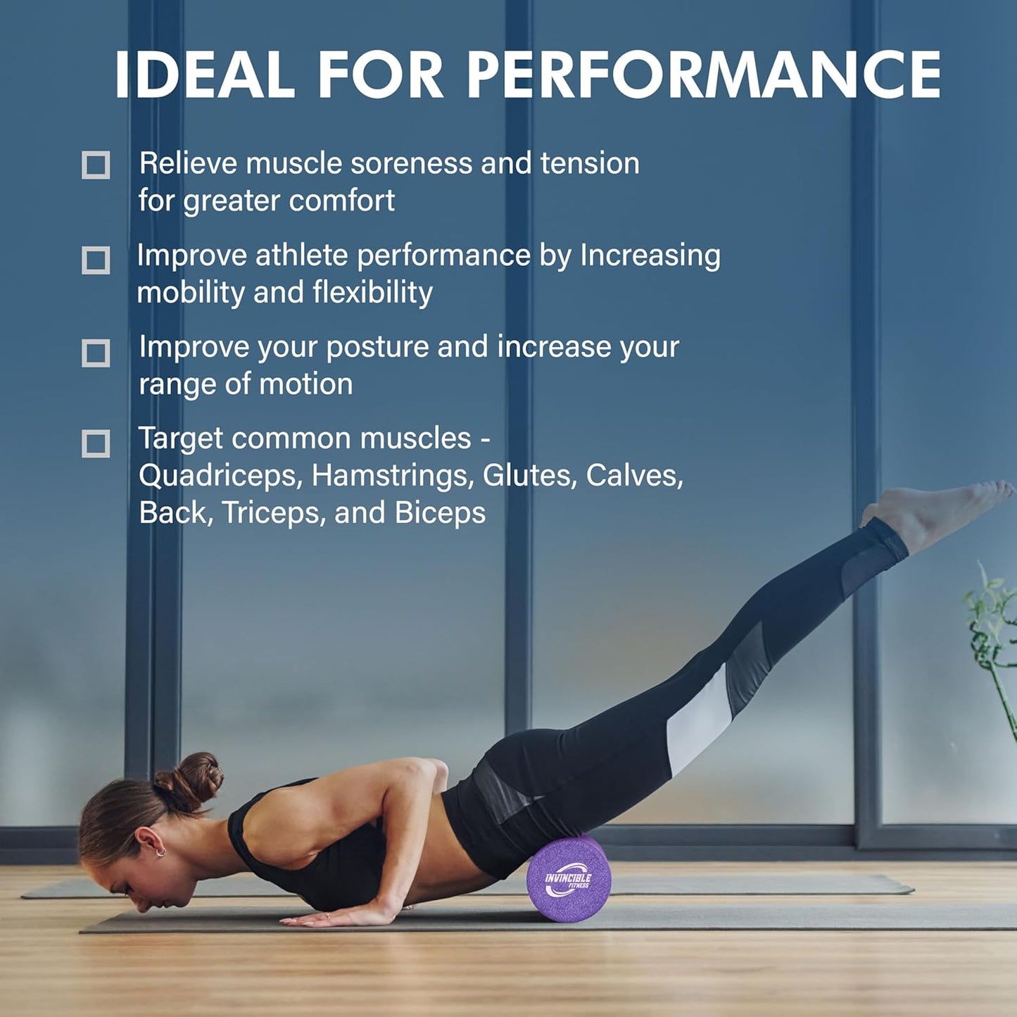 Invincible Fitness EPP Foam Roller for Deep Tissue Massage – Enhance Recovery, Relieve Pain, and Boost Mobility for a Stronger, Healthier You (Purple)