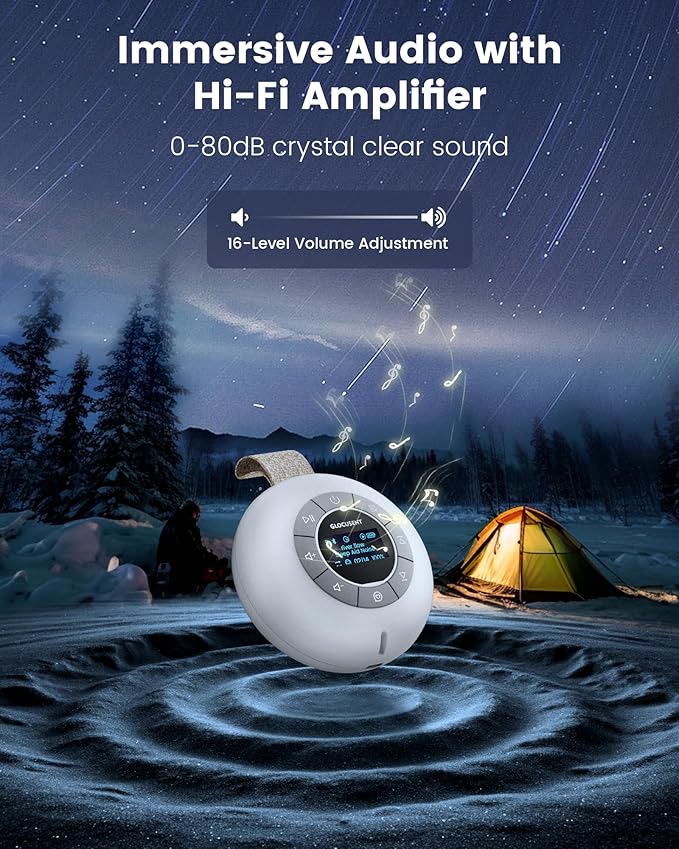 Glocusent Portable Sound Machine for Baby Kids Adults - 62 Sounds & 5W Stereo Speaker for Sleeping, 30Hrs Long Lasting Rechargeable White Noise Sound Machine with 4 Timer, Suitable for Home Travel - Bloomnest