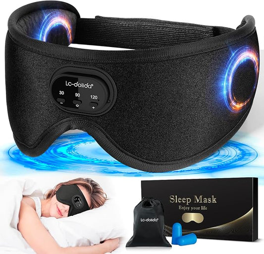 LC-dolida Sleep Headphones, White Noise Bluetooth Sleep Mask 3D Wireless Timing Eye Mask for Sleeping, Sleep Mask with Bluetooth Headphones for Side Sleepers Travel Yoga, Cool Gadgets for Men Women - Bloomnest