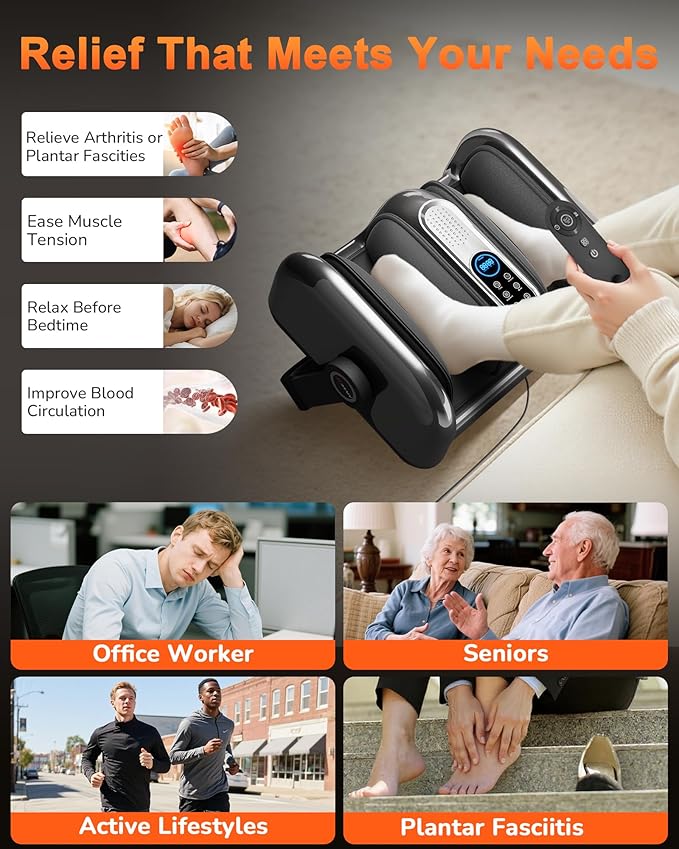 Shiatsu Foot Massager Machine with Heat : Deep Kneading Foot Massager with Vibration for Plantar Fasciitis, Neuropathy, Pain Relief, Circulation - Perfect for Women, Men, Parents, Father, Mom