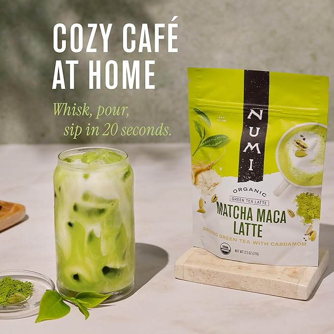 Numi Organic Matcha Maca Latte Powder – Green Tea Matcha Latte Mix with Adaptogens & Antioxidants – Vegan & Gluten Free, 2.5 oz (Makes 17 Cups) - Bloomnest
