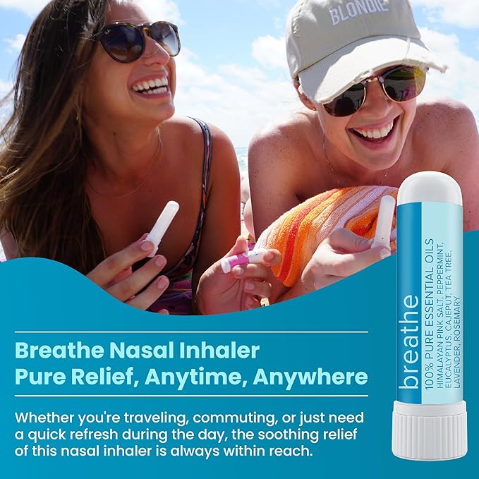 MOXE Breathe | Himalayan Salt Inhaler | Help Clear Congestion, Boost Focus and Improve Breathing | Natural Aromatherapy | Peppermint, Lavender and Tee Tree Essential Oil (3 Pack) - Bloomnest