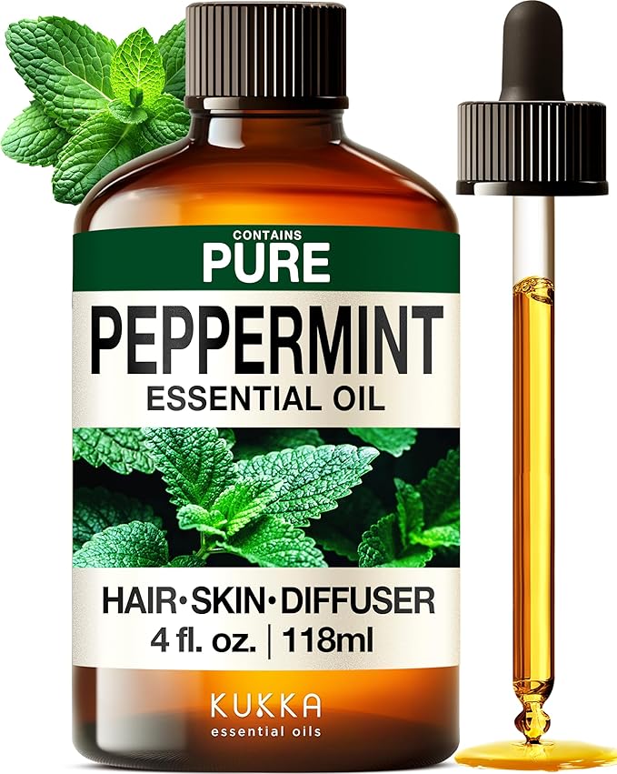 KUKKA Peppermint Essential Oils - 4 Fl Oz - for Hair, Skin, Diffuser, Aromatherapy & DIY Soap Making Scent - Bloomnest