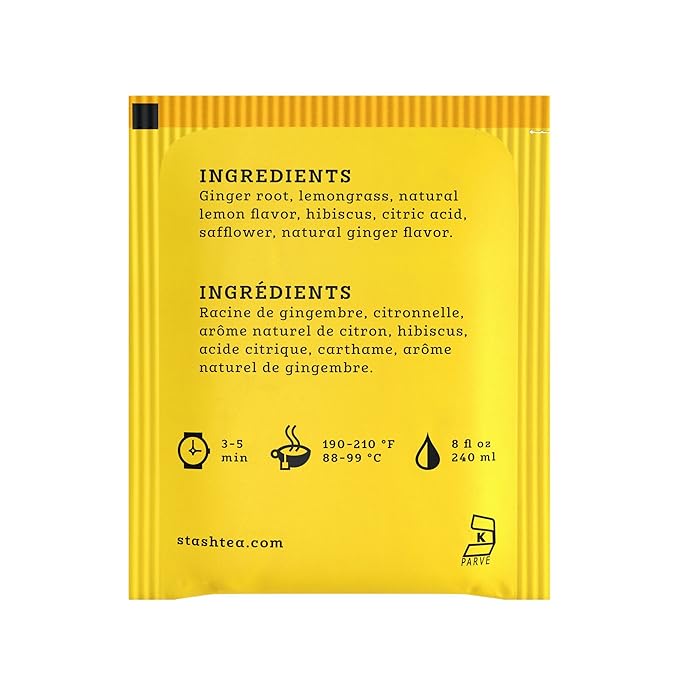 Stash Tea Lemon Ginger Herbal Tea, 6 Boxes of 30 Tea Bags Each (180 Tea Bags Total) - Bloomnest