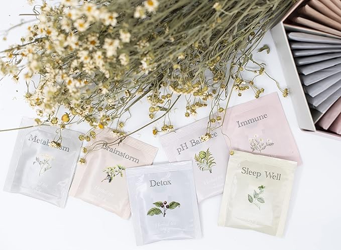 ACORUS Wellness Tea Set – Natural Herbal Tea Variety Pack, Gift Set of 6 Different Teas, 60 Bags Individually Wrapped, Herbal Sampler Box, Harmonious Balance of Taste & Aroma - Bloomnest