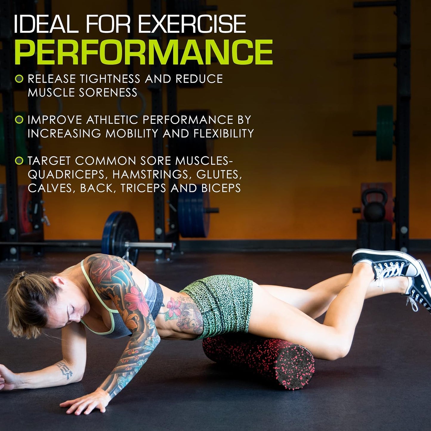 ProsourceFit High Density Foam Rollers 12 - inches Long, Firm Full Body Athletic Massage Tool for Back Stretching, Yoga, Pilates, Post Workout Muscle Recuperation, Black/Blue