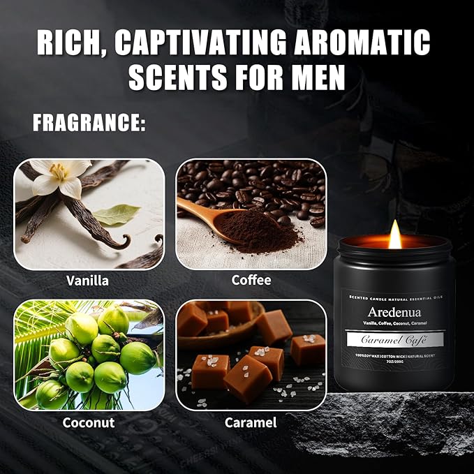 Caramel Coffee Candle | Soy Scented Candles for Home & Office, 50H Clean Burn, Non-Toxic Soy Wax with Cotton Wick – Aromatherapy Candle for Men & Women, Cozy Coffee & Caramel Scent - Bloomnest