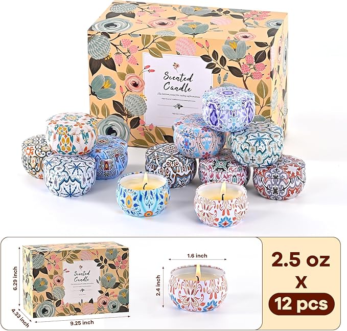 Scented Candles Gift Set, Candles for Home Scented 12 Pack, 300 Hours Long Lasting Soy Wax Aromatherapy Candle Set, Friends Moving Away, Birthday, Retirement Gifts for Women with Gift Box - Bloomnest