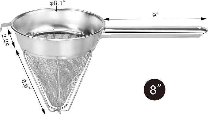 New Star Foodservice 38071 Stainless Steel Reinforced Bouillon Strainer, 8-Inch - Bloomnest