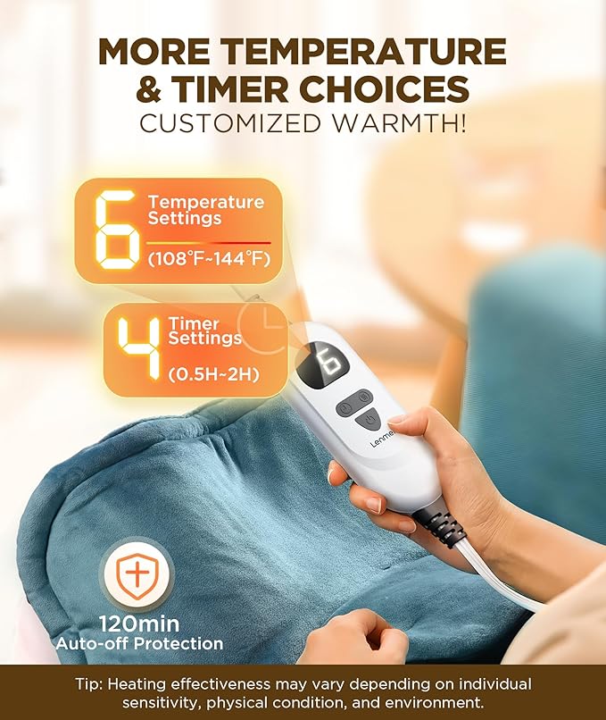 Graphene-Infused Heating Pad 3X Deeper Pain Relief, Weighted Instant Heating Pads for Neck and Shoulders, Heated Wrap w/ 6 Heat Options 4 Auto-Off Timer, Gifts for Mom Women Christmas Birthday - Bloomnest