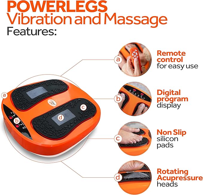 Power Legs Electric Foot Massager Machine with Remote Control, Adjustable Speed, Vibration - Calf Massager - Feet Massager for Neuropathy Pain Relief, Plantar Fasciitis, Leg Blood Circulation (Orange) - Bloomnest