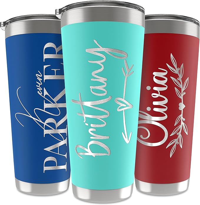 Be Burgundy Personalized Tumbler with Engraved Name - 12 Designs, 30 Oz Coffee Tumbler with Slider Lid, Teal, Double Wall Insulated - Gift for Mom, Women, Personalized Gift for Her - Bloomnest