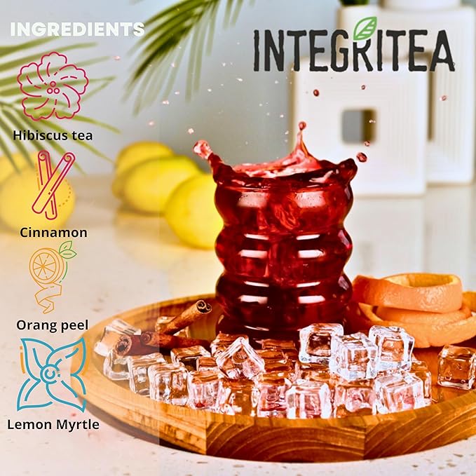 IntegriTEA Organic Hibiscus Tea Bags for Hibiscus Iced Tea - 6-Bag Unsweetened Iced Tea Pack for 6 Gallons of Tea - Hot or Cold Brew Iced Tea Bags - Bloomnest