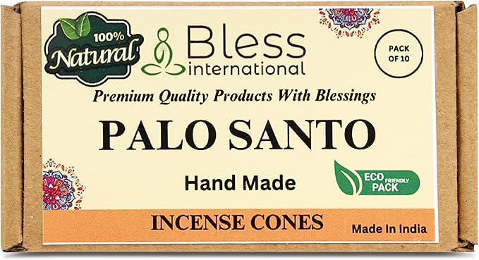 Bless International Palo Santo 100%-Natural-Incense-Cones Handmade-Hand-Dipped Organic-Chemicals-Free for-Purification-Relaxation-Positivity-Yoga-Meditation The-Best-scents (10 Count) BlessInternational