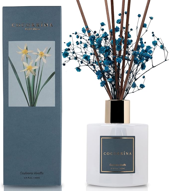 COCORRÍNA Reed Diffuser - Cashmere Vanilla 6.7 fl oz Reed Diffuser for Bedroom Bathroom Home Décor - Bloomnest