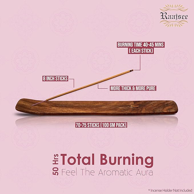 Raajsee Japanese Rose Incense Sticks 100 Gm Pack-100% Pure Organic Natural Hand Rolled Free from Chemicals-for Church,Aromatherapy,Relaxation,Meditation & Sensual Therapy RAAJSEE