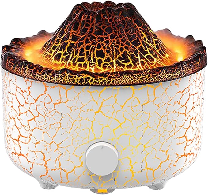 Aromatherapy Essential Oil Diffuser, 560ml Ultrasonic Cool Mist Diffuser/Humidifier with Flame & Volcano 2 Mist Mode, for Bedroom,Office,Home, Auto Shut-Off, Remote Control, Gift (White) - Bloomnest