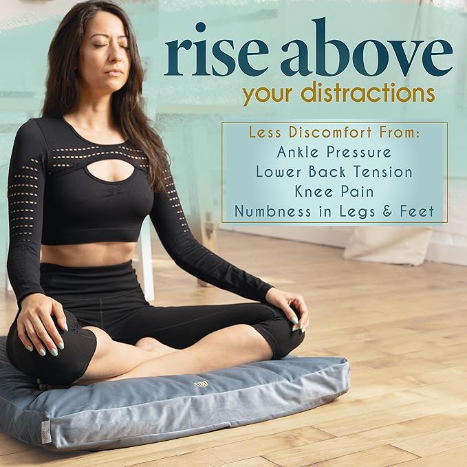 Florensi Meditation Mat Zabuton, Velvet Floor Cushions for Sitting, Meditation Cushions and Pillows with 100% Cotton Insert, Yoga Cushion for Women and Men - Bloomnest