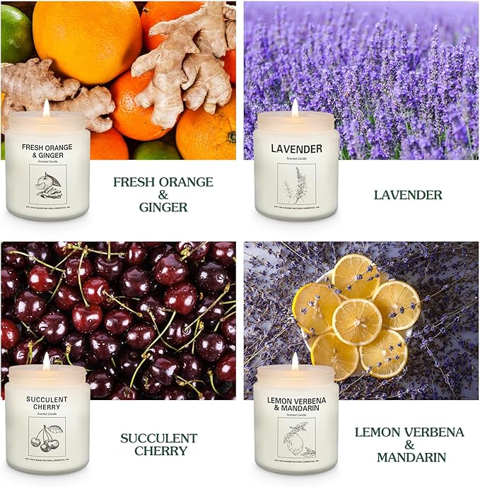Natural Soy Wax Aromatherapy Candles - 4 Pack 7.1oz, Over 240 Hours Burn Time, Scented Candles Gifts for Women - Lavender - Bloomnest