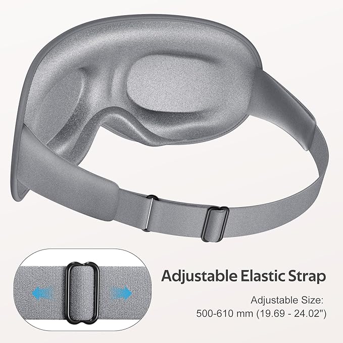 Sleep Mask for Men Women - 100% Blackout Eye Masks for Sleep - 3D Soft Sleeping Mask for Side Sleepers - Zero Pressure Lash Extensions Eye Cover Shade for Airplane Travel Essentials, Grey - Bloomnest