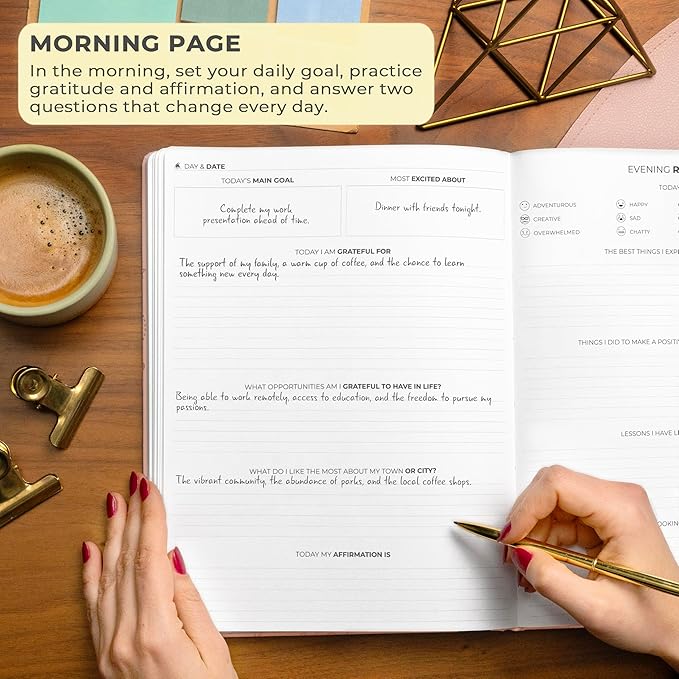 Clever Fox Gratitude Journal Large – Happiness, Positivity & Affirmation Journal – Inspirational Daily Notebook, 3 Months, 8.3x11” (Rose Gold) - Bloomnest