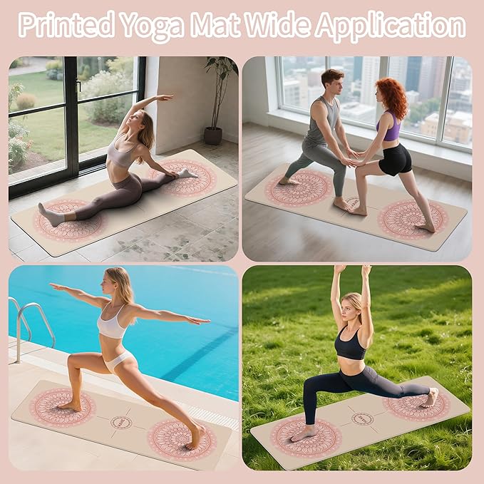 HAHE Yoga Mat Thick (8MM,1/3"), Eco-Friendly POE Non Slip Yoga Mat, High Rebound & Shock Absorption, Anti-Tear & Sweat-Resistant for Yoga, Fitness, Home, Workouts, Large Pilates Mats 72"x24" with Carrying Strap - Bloomnest