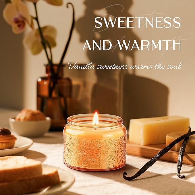 NORVENCE Candles for Women, Scented Candle Gift Set of 4, Scented Candles for Home, Birthday and Christmas Candle Gifts for Women (Vanilla, Lavender, Cinnamon, Jasmine, 14.4 oz) - Bloomnest