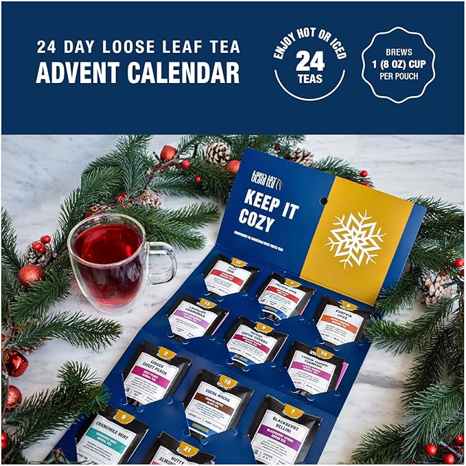 Tiesta Tea Advent Calendar 2025, Loose Leaf Herbal Tea Variety Pack, 24 Exquisite Loose Leaf Blends for Brew Lovers, Box of Herbal and Fruit Infusions, Hot or Iced, Holiday Gift Set Package - Bloomnest