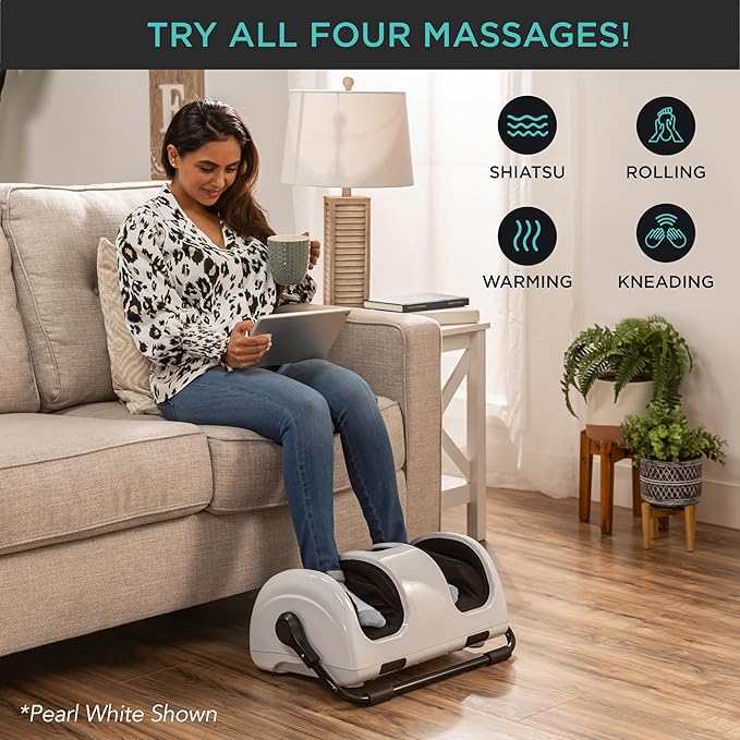 Best Choice Products Heated Shiatsu Foot Massager for Pain Relief, Plantar Fasciitis, Neuropathy, Blood Circulation w/Compact Design - Navy Blue - Bloomnest