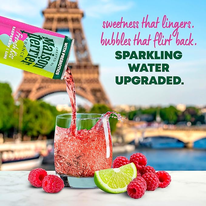 Maison Perrier French Kiss Sweetened Sparkling Juice Beverage, Raspberry & Lime Flavors With Real Fruit Juices, 24Pk - Bloomnest