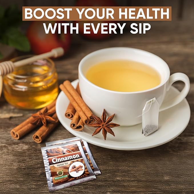 HERBOGANIC Cinnamon Herbal Tea - Digestion Support and Immune Boost | Refreshing and Delicious Blend | Natural Ingredients | 20 Tea Bags - Bloomnest