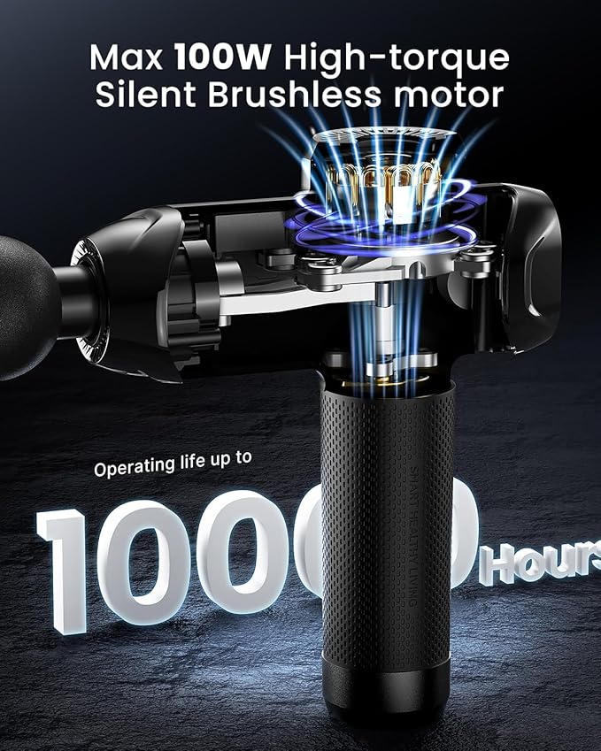 RENPHO Massage Gun Deep Tissue with 12mm Amplitude, Percussion Muscle Massage Gun, Portable Electric Handheld Massager Gun, LED Touch Display Carry Case Power - Bloomnest