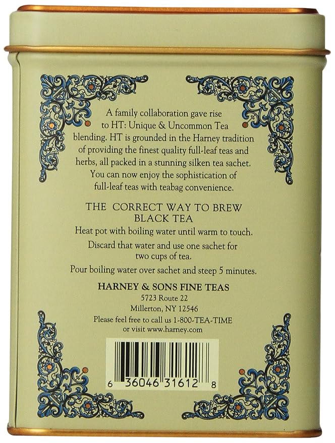 Harney & Sons Tea Decaffeinated, Great Present Idea, Vanilla Comoro, 1.4 oz Tin, 20 Count (Pack of 2) - Bloomnest