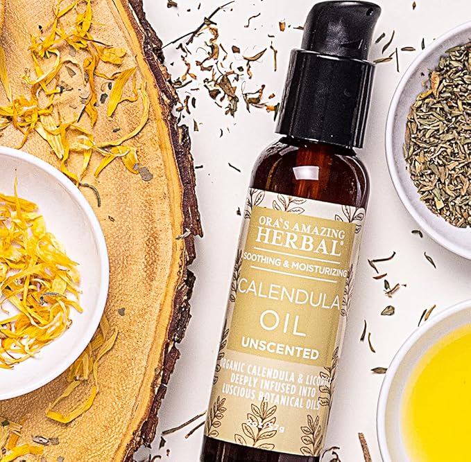 Ora's Amazing Herbal Calendula Oil with Licorice, Jojoba, Fragrance Free, Unscented, Facial Cleansing, Moisturizing, Eczema & Sensitive Skin, Cold Pressed Oils, Recycled Plastic, 2 oz Travel Size