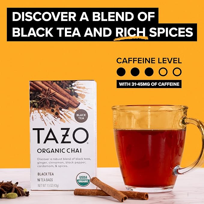 TAZO Tea Bags, Regenerative Organic: Chai Black Tea, Awake English Breakfast Black Tea, & Earl Grey Tea 16 CT (2ea) (Variety Pack) - Bloomnest