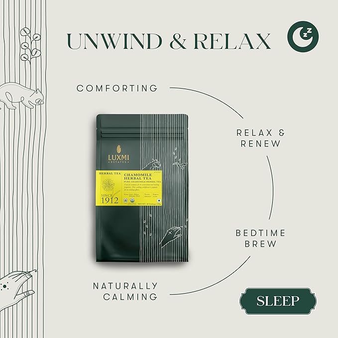 Luxmi Estates Chamomile Herbal Tea, 50 Tea Bags, Herbal Tea, Caffeine-Free, Single Ingredient Pure Chamomile, 50 Cups - Bloomnest