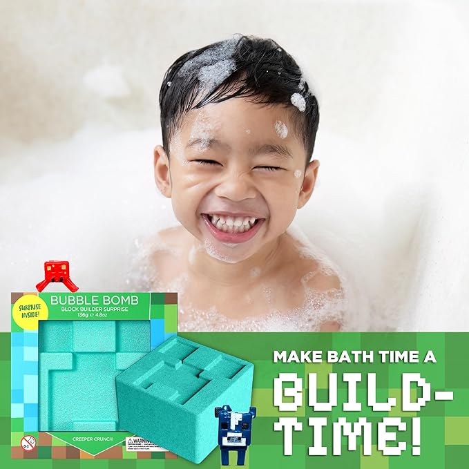 TNT Creeper Bath Bomb for Kids with Block Builder Surprise Figure Inside (1 Pack) – Large Fizzy Bubble Mine Bomb for Boys & Girls – Fruity Scent, Skin-Safe, Made in USA - by Two Sisters - Bloomnest