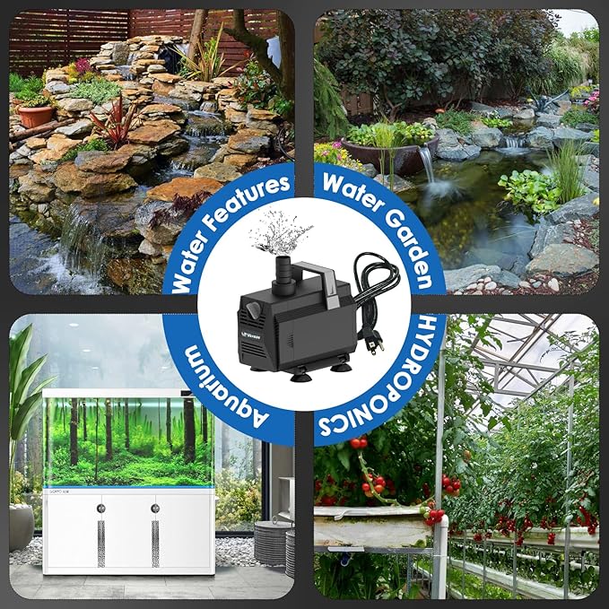 Submersible Water Pump 600GPH/35W Fountain Pumps with Flow Control, Pond Pump Submersible Outdoor with 10ft 3-Core Power cable for Hydroponics, Aquarium, Waterfall, Statuary, Water feature - Bloomnest
