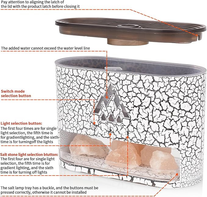 BOHOFAM Essential Oil Diffuser with Himalayan Salt lamp,Double Flame/Jellyfish 2 Mode Aroma Diffuser/Humidifier, Colorful Lights,4 * 10ML Hotel Collection Diffuser Oils Scents,for Home Bedroom(White)