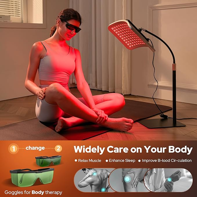 Red Light Therapy for Body and Face, Infrared Red Light Therapy Lamp with Stable Stand, 660nm and 850nm Infrared Pannel SUNKENET