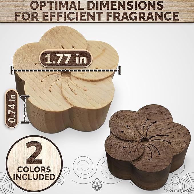 2 Pcs Car Diffusers for Essential Oils – Wooden Car Essential Oil Diffuser Vent Clip with Magnetic Clip, Easy to Use for Refreshing Your Space – Vintage Design for Aromatherapy at Home & in Car - Bloomnest